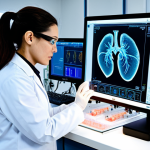 **Prompt for 3D Organ Printing:**
    A professional female scientist, fully clothed in a modest lab coat and safety glasses, meticulously observing a sophisticated 3D bioprinter in a clean, state-of-the-art biomedical laboratory. The printer is actively constructing a detailed, translucent human organ, such as a heart or kidney, from bio-ink. The lab environment is brightly lit, showcasing advanced scientific instruments and digital displays, conveying the precision and innovation of medical technology.
    safe for work, appropriate content, professional, perfect anatomy, correct proportions, natural pose, well-formed hands, proper finger count, natural body proportions, high resolution, realistic rendering, concept art.