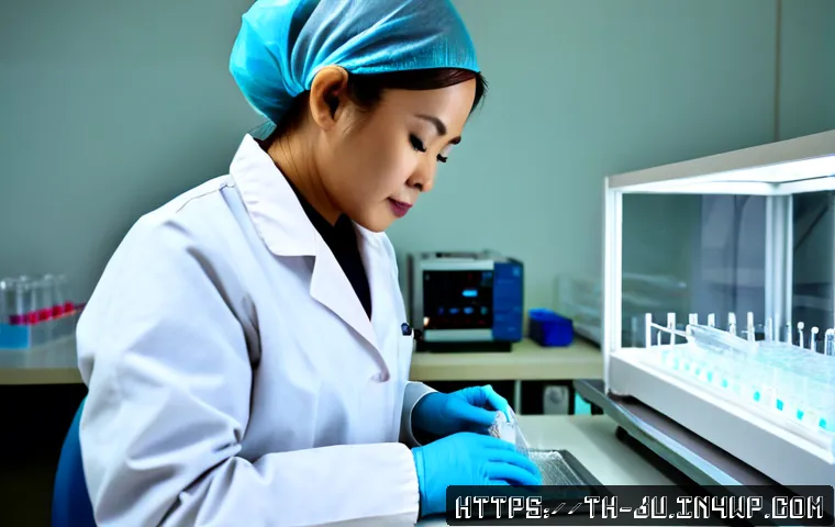 Home 17 인공장기 연구에 필요한 필수 기술 - Photorealistic biomedical engineering laboratory in Thailand, a Thai scientist in clean protective a...